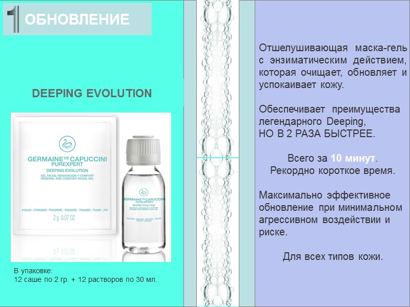 ОБНОВЛЕНИЕ DEEPING EVOLUTION Отшелушивающая маска-гель с энзиматическим действием, которая очищает, обновляет и успокаивает кожу.